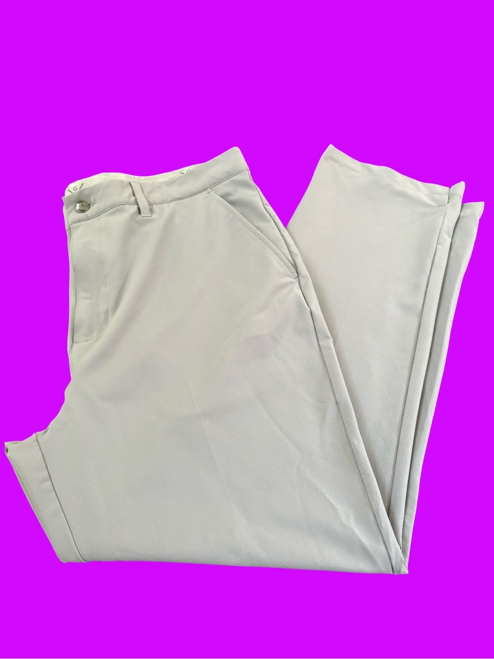Men's Golf America Light Gray Dress Pants - Classic Straight Fit 38x29 stretch